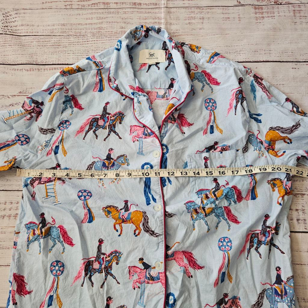 Printfresh Horse Show Blue Ribbon Equestrian Organic Cotton Pajama Top Medium - Picture 5 of 5